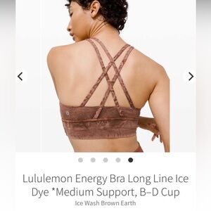 Lululemon Energy Bra Long Line Ice Dye, Size 8 B-D cup